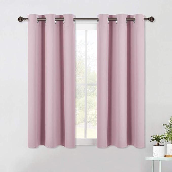 NICETOWN Blackout Curtain Panels for Bedroom, 2 Panels, W42 x L60 inches, Baby Pink, Thermal Insulated Grommet Top Blackout Draperies and Drapes