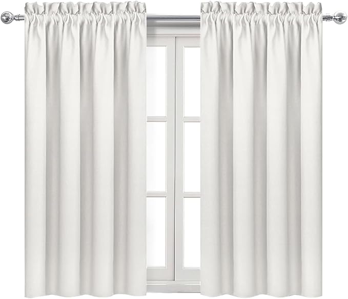 DWCN Blackout Curtains Thermal Insulated, Energy Saving & Noise Reducing Bedroom and Living Room Curtains, Ivory, W 42x L 54 Inch, Set of 2 Rod Pocket Curtain Panels