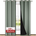 NICETOWN Greyish Green Blackout Curtains 80 inches Long, Full Light Blocking Drapes with Black Liner for Nursery, Thermal Insulated Draperies for Hall, Villa (2 Pieces, 42" Wide Each Panel)
