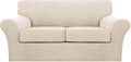 Turquoize 3 Piece Sofa Covers for 2 Cushion Couch Sofa Slipcover Soft Couch Cover for Dogs-Washable Sofa Furniture Covers with 2 Individual Cushion Covers (2 Cushion Sofa,Biscotti Beige)