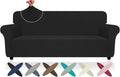 ZNSAYOTX Super Stretch Sofa Cover (72"-92"), New Striped Sofa Covers Fitted Slipcovers with Elastic Bottom, Dog Cat Pets Proof Spandex Washable Fabric Comfortable & Durable (Black, Sofa)