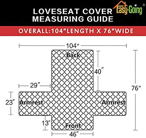Easy-Going Reversible Loveseat Couch Cover for 2 Cushion Couch Sofa Cover for Dogs Water Resistant Furniture Protector with Foam Sticks Elastic Straps for Pet (Loveseat, Light Gray/Ivory)