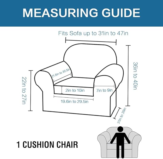 H.VERSAILTEX 2 Piece Couch Cover Stretch Stylish Chair Cover Furniture Cover/Protector Featuring Jacquard Textured Twill Fabric, High Spandex Slipcover Machine Washable(Chair, Rust)