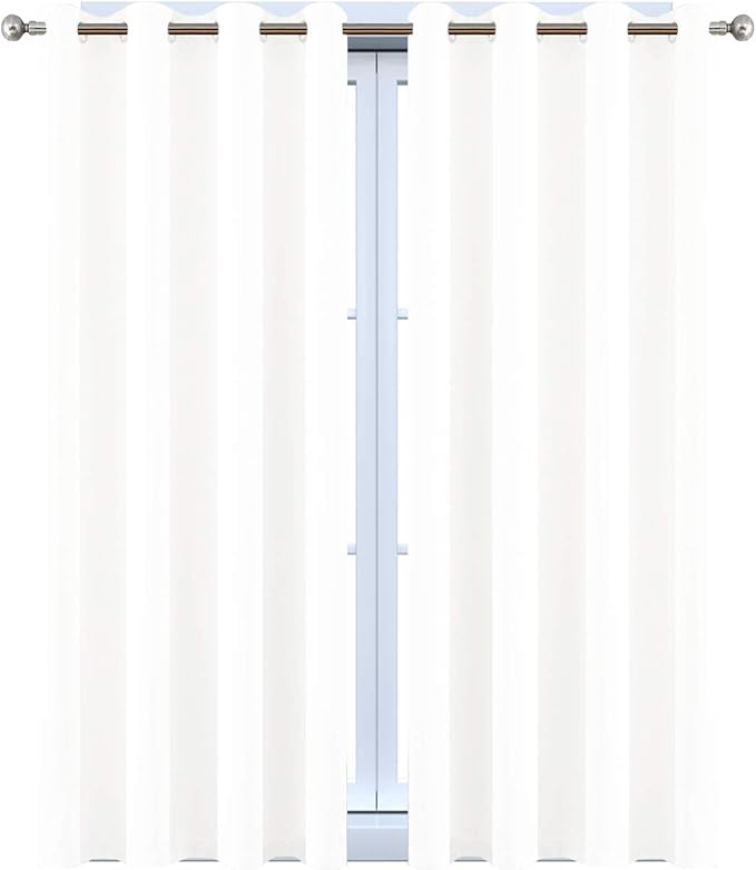 Yakamok Pure White Curtains 45 Inch Length, Grommet Top Small Window Drapes for Living Room/Bedroom(52 Inch Width, 2 Panels)