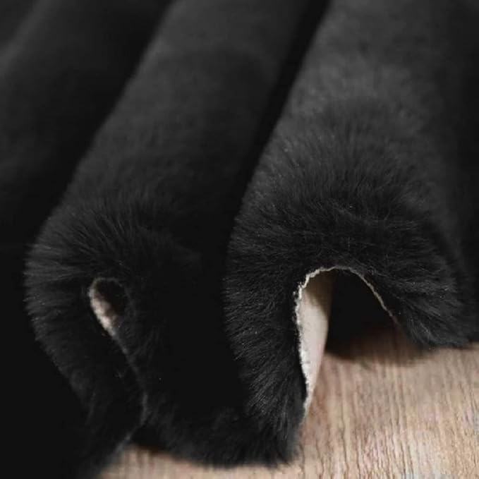 ORINOVA Black Fluffy Rug for Bedroom Shag Rug Washable Carpet Faux Rabbit Fur Rugs for Living Room Hallway Teen Room Décor Nursery Rugs Runner 2x6