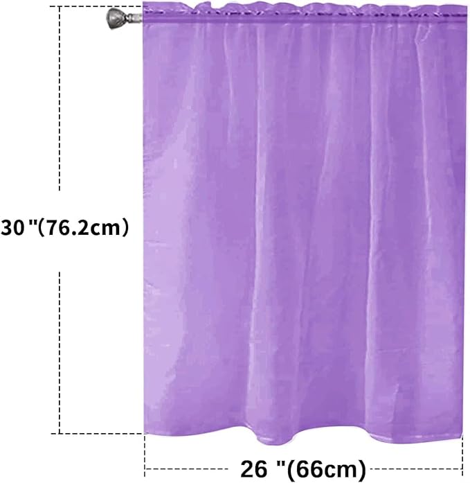 SpaceDresser Basic Rod Pocket Sheer Voile Window Curtain Panels Lavender 1 Pair 2 Panels 26 Width 30 Inch Long for Kitchen Bedroom Children Living Room Yard（Lavender，26Wx 30L）