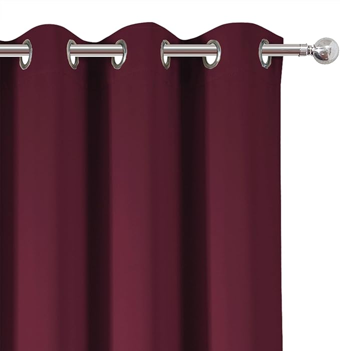 LEMOMO Blackout Curtains 52 x 120 Inch Long Burgundy Red Curtains Set of 2 Panels Room Darkening Curtains for Bedroom and Living Room