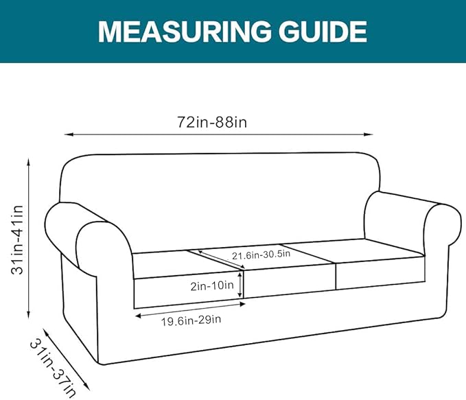 Turquoize 4 Piece Sofa Covers for 3 Cushion Couch Sofa Slipcover Soft Couch Cover for Dogs-Washable Sofa Furniture Covers with 3 Individual Cushion Covers,Jacquard Fabric(3 Cushion Sofa, Burgundy)