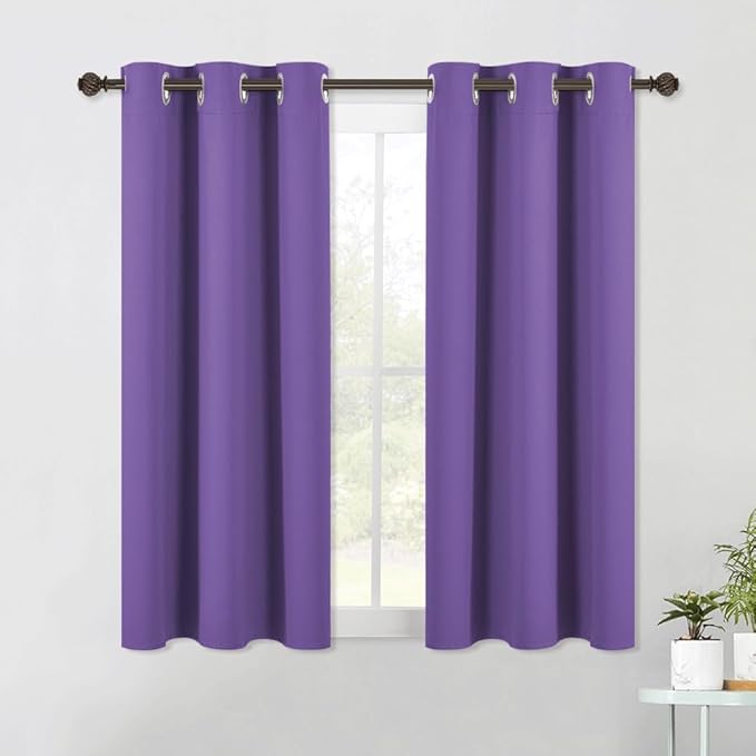 NICETOWN Blackout Window Curtains 60 inch Length 2 Panels, 34 x 60 Inch, Lilac Purple, Grommet Top Room Darkening Thermal Insulated Solid Vertical Drapes for Bedroom/Kid Room