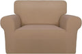 PureFit Super Stretch Sofa Slipcover – Spandex Non Slip Soft Couch Sofa Cover, Washable Furniture Protector with Non Skid Foam and Elastic Bottom for Kids, Pets (Oversized, Camel)