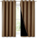 NICETOWN 100% Blackout Lined Curtains, Totally Darkness Drapes with Silver Grommet, Thermal Insulated Drapes for Master Bedroom (Gold Brown, 1 Pair, 52 inches Width x 63 inches Length Each Panel)