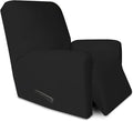 PureFit Super Stretch Recliner Sofa Slipcover with Pocket – Spandex Non Slip Soft Couch Sofa Cover, Washable Furniture Protector with Elastic Bottom for Kids, Pets （Recliner, Black）