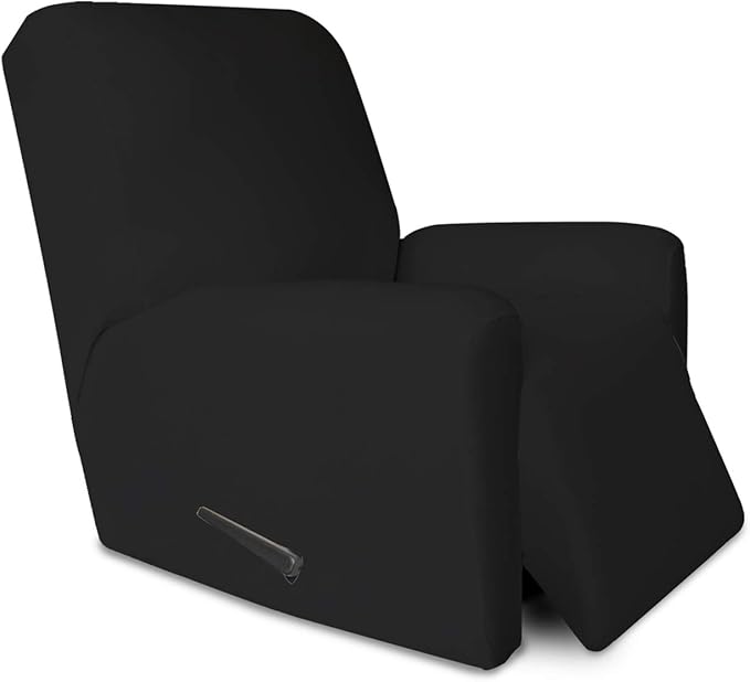 PureFit Super Stretch Recliner Sofa Slipcover with Pocket – Spandex Non Slip Soft Couch Sofa Cover, Washable Furniture Protector with Elastic Bottom for Kids, Pets （Recliner, Black）