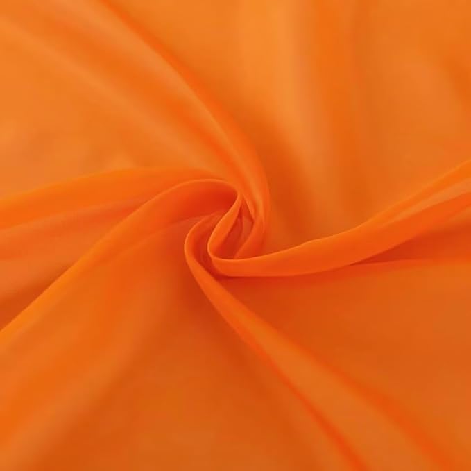 SpaceDresser Basic Rod Pocket Sheer Voile Window Curtain Panels White 1 Pair 2 Panels 60 Width 63 Inch Long for Kitchen Bedroom Children Living Room Yard(Orange,60 W x 63 L)