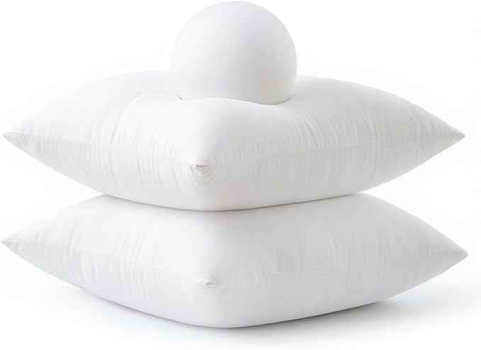 MIULEE Throw Pillows Inserts, Pack of 4 18x18 Inch 100% Virgin Fiber Filling Bed Couch Pillows