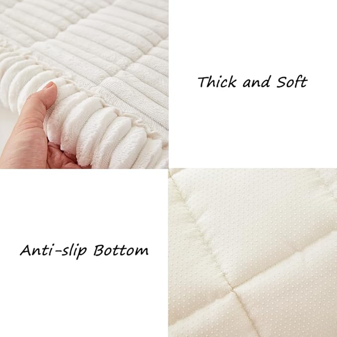 Couch Cover for Dogs Washable, Fuzzy Pet Couch Covers for 3 Cushion Sofa Pet Friendly, Non Slip Sofa Cover (White, 27.6" x 27.6"/70 x 70cm 2 PCS)