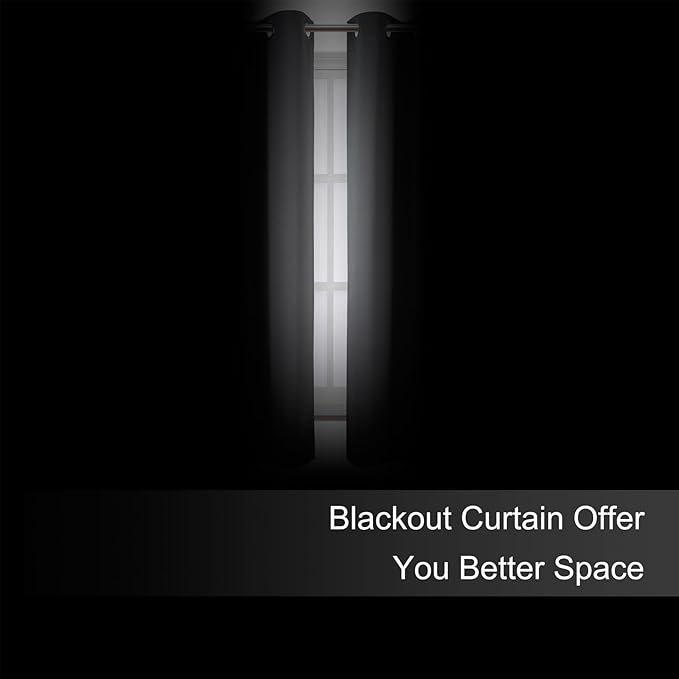 LEMOMO Blackout Curtains 66 x 54 Inch Long Frost Grey Curtains Set of 2 Panels Room Darkening Curtains for Bedroom and Living Room