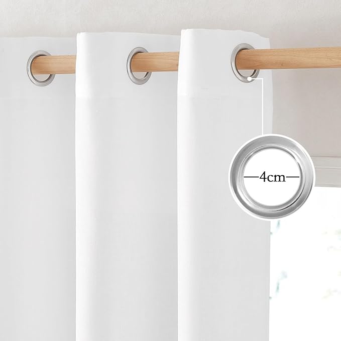 NICETOWN Linen 36 inch Curtains for Kitchen Window, Grommet Thick Flax Linen White Small Window Treatments Privacy Assured with Light Filtering for Cafe/Kids Room, W42 x L36, 2 Panels