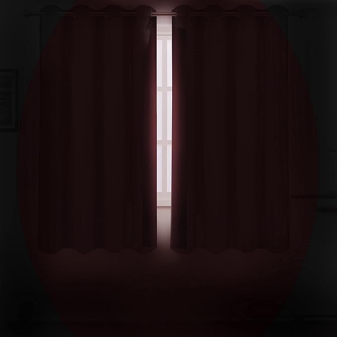 LEMOMO Burgundy Red Blackout Curtains/42 x 72 Inch/Set of 2 Panels Room Darkening Curtains for Bedroom