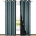 NICETOWN Greyish Blue Blackout Curtains 84 inches Long, Full Light Blocking Drapes with Black Liner for Nursery, Thermal Insulated Draperies for Hall, Villa (2 Pieces, 42" Wide Each Panel)