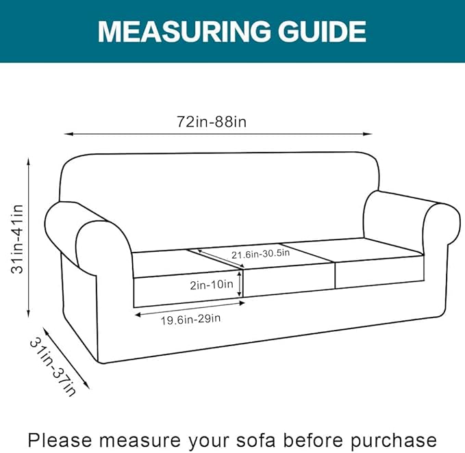 Turquoize 4 Piece Sofa Covers for 3 Cushion Couch Sofa Slipcover Soft Couch Cover for Dogs-Washable Sofa Furniture Covers with 3 Individual Cushion Covers (3 Cushion Sofa, Bronze Green)
