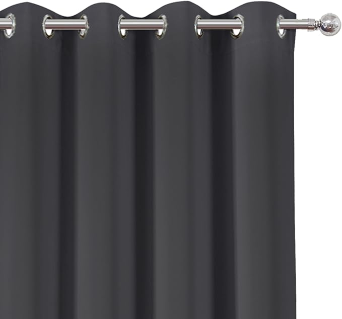 LEMOMO Blackout Curtains 52 x 84 inches Long Dark Grey Curtains Set of 2 Panels Thermal Insulated Room Darkening Curtains for Bedroom