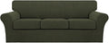 Turquoize 4 Piece Sofa Covers for 3 Cushion Couch Sofa Slipcover Soft Couch Cover for Dogs-Washable Sofa Furniture Cover with 3 Individual Cushion Covers (3 Cushion Sofa, Olive)