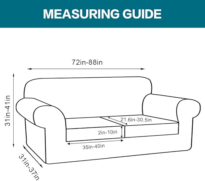 Turquoize 3 Piece Sofa Covers for 2 Cushion Couch Sofa Slipcover Soft Couch Cover for Dogs-Washable Sofa Furniture Covers with 2 Individual Cushion Covers (2 Cushion Sofa, Loden Frost)