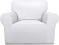 PureFit Super Stretch Chair Sofa Slipcover – Spandex Non Slip Soft Couch Sofa Cover, Washable Furniture Protector with Non Skid Foam and Elastic Bottom for Kids, Pets （Chair, White