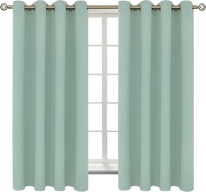 BGment Blackout Curtains - Grommet Thermal Insulated Room Darkening Bedroom and Living Room Curtains, Set of 2 Panels (52 x 63 Inch, Frosty Green)