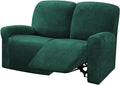 ULTICOR Reclining Love Seat Slipcover, 48" - 65" L, 6-Piece Velvet Stretch Loveseat Reclining Sofa Covers, 2 seat Love seat Recliner Cover, Thick, Soft, Washable, Love seat Slipcovers (Retro Green)