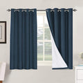 H.VERSAILTEX Linen Blackout Curtains 54 Inches Long 100% Absolutely Blackout Thermal Insulated Textured Linen Look Curtain Draperies Anti-Rust Grommet, Energy Saving with White Liner, 2 Panels, Navy