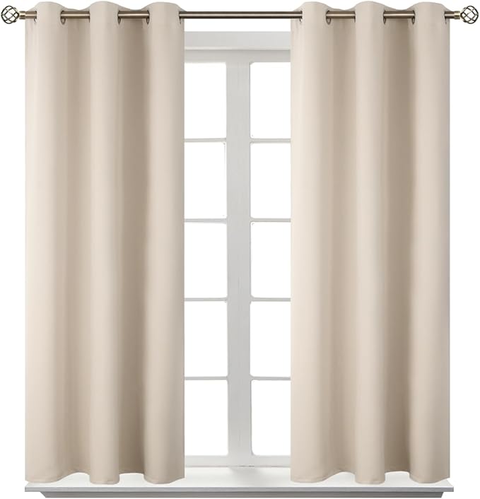 BGment Champagne Short Room Darkening Curtains for Small Windows, 38 x 54 Inch Thermal Insulated Tier Set of 2 Panels Sun Blocking Drapes for Kitchen Bedroom