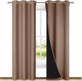 NICETOWN 100% Blackout Curtains Thermal, Noise Cancellation and Privacy Truly Blackout Curtains for Patio Door, Black Lined Blackout Drapes with Grommet Top, Cappuccino, 1 Pair, W42 x L84