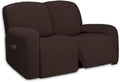 PureFit Super Stretch Loveseat Recliner Sofa Couch Cover with Pocket 2 Seats Non Slip Soft Sofa Slipcover, Washable Reclining Furniture Protector for Pets (Medium, Chocolate)