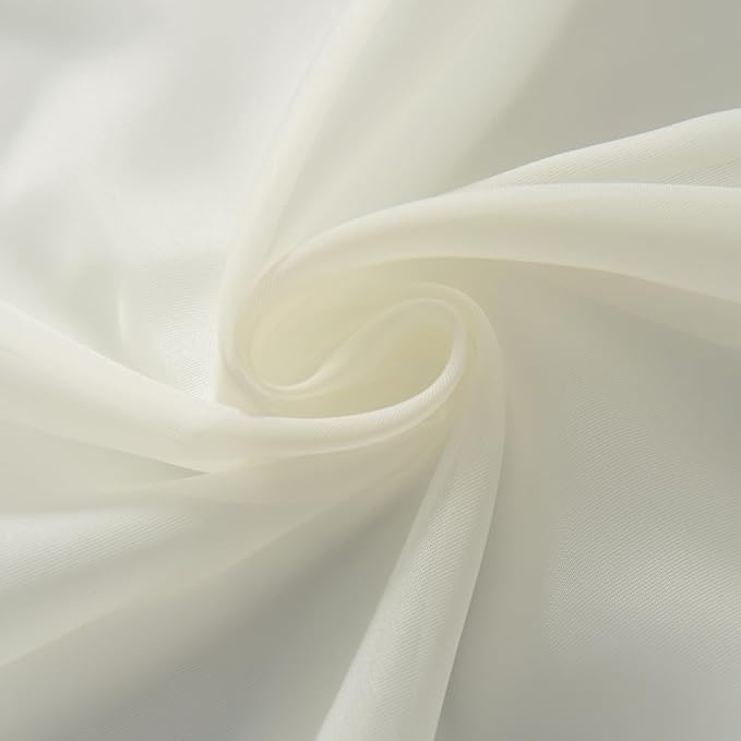 SpaceDresser Ivory Sheer Curtains 4 Panels Rod Pocket Semi-Sheer Curtain 90 Inches Long Light Filtering Voile Window Drapes for Bedroom Living Room Kitchen, Each 52W x 90L