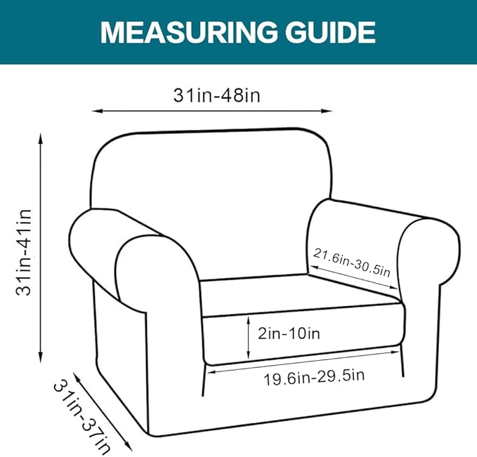 Turquoize 2 Piece Chair Covers Chair Slipcovers for Living Room Armchair Couch Cover Chair Sofa Cover with Individual Cushion Covers Furniture Cover for Chairs Feature Jacquard Fabric (Chair, Caramel)