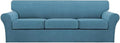 Turquoize 4 Piece Sofa Covers for 3 Cushion Couch Sofa Slipcover Soft Couch Cover for Dogs Washable Furniture Cover with 3 Individual Large Cushion Covers Feature Fabric (Large Sofa, Storm Blue)