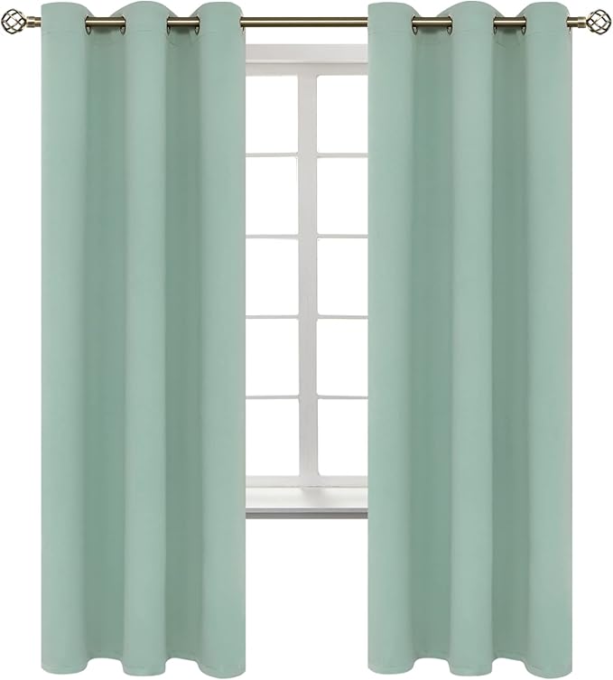 BGment Blackout Curtains - Grommet Thermal Insulated Room Darkening Bedroom and Living Room Curtains, Set of 2 Panels (42 x 72 Inch, Frosty Green)