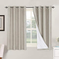 H.VERSAILTEX Linen Blackout Curtains 54 Inches Long 100% Absolutely Blackout Thermal Insulated Textured Linen Look Curtain Draperies Anti-Rust Grommet, Energy Saving with White Liner, 2 Panels, Stone