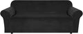 H.VERSAILTEX Stretch Velvet Sofa Covers Large Couch Covers Sofa Slipcovers with Non Slip Straps Underneath The Furniture, Feature Thick Comfy Rich Velour (XL Sofa, 98"-105", Black)