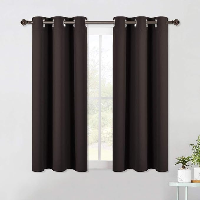 NICETOWN Living Room Blackout Draperies Curtains, Energy Smart Thermal Insulated Solid Grommet Blackout Curtains/Drapes Window Panels (2 Panels, 42-Inch x 54-Inch, Toffee Brown)