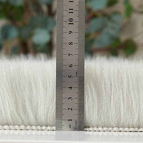 EasyJoy Ultra Soft Fluffy Shaggy Area Rug Faux Fur Rug Chair Cover Seat Pad Fuzzy Area Rug for Bedroom Floor Sofa Living Room (2 x 3 ft Sheepskin, Light Grey)