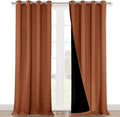 NICETOWN 100% Blackout Curtains for Windows, Pack of 2, Burnt Orange, 52" W x 102" L, Super Heavy-Duty Black Lined Total Darkness Drapes for Bedroom, Privacy Assured Window Treatment for Patio