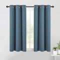 NICETOWN Blackout Curtain Panels for Bedroom, 2 Panels, Smoky Blue, W42 x L40-inch, Thermal Insulated Grommet Top Blackout Draperies and Drapes for Basement