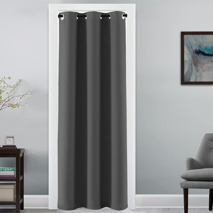 H.VERSAILTEX Doorway Curtain Blackout Closet Door Curtain Room Divider Window Treatment Curtain for Bedroom Thermal Insulated Privacy Drape Soundproof Grommet, 42 x 80 inches, 1 Panel, Charcoal Grey