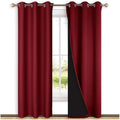 NICETOWN 100% Blackout Curtains with Black Liner Backing, Thermal Insulated Curtains for Living Room, Home Decoration, Burgundy Red, 42 inches Wide x 84 inches Long Per Panel, Set of 2 Panels