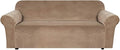 H.VERSAILTEX Stretch Velvet Sofa Covers for 3 Cushion Couch Covers Furniture Protector Soft with Non Slip Elastic Bottom, Crafted from Thick Comfy Rich Velour (Large Sofa 90"-97", Camel)
