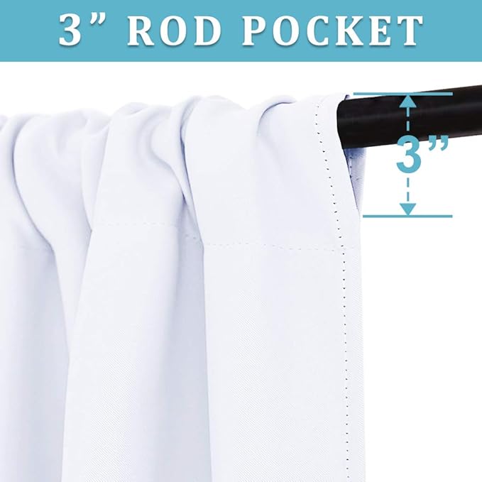 RYB HOME 2 Panels Doorway Curtains, Thermal Insulated Privacy Rod Pocket Easy Installation Drapes for Living Room Bedroom Dining Room, Width 34 by Length 80, Pure White