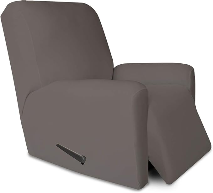 PureFit Super Stretch Chair Sofa Slipcover with Pocket – Spandex Non Slip Soft Couch Sofa Cover, Washable Furniture Protector with Elastic Bottom for Kids, Pets （Recliner, Taupe）